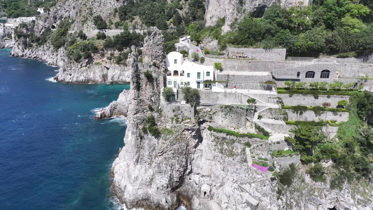 Amalfi Coast At Praiano In Salerno Italy. Coastal City. Waterfront Landscape. Amalfi Coast At Praiano In Salerno Italy. Beach Scenery. Medieval Buildings. Amalfi Coast Skyline