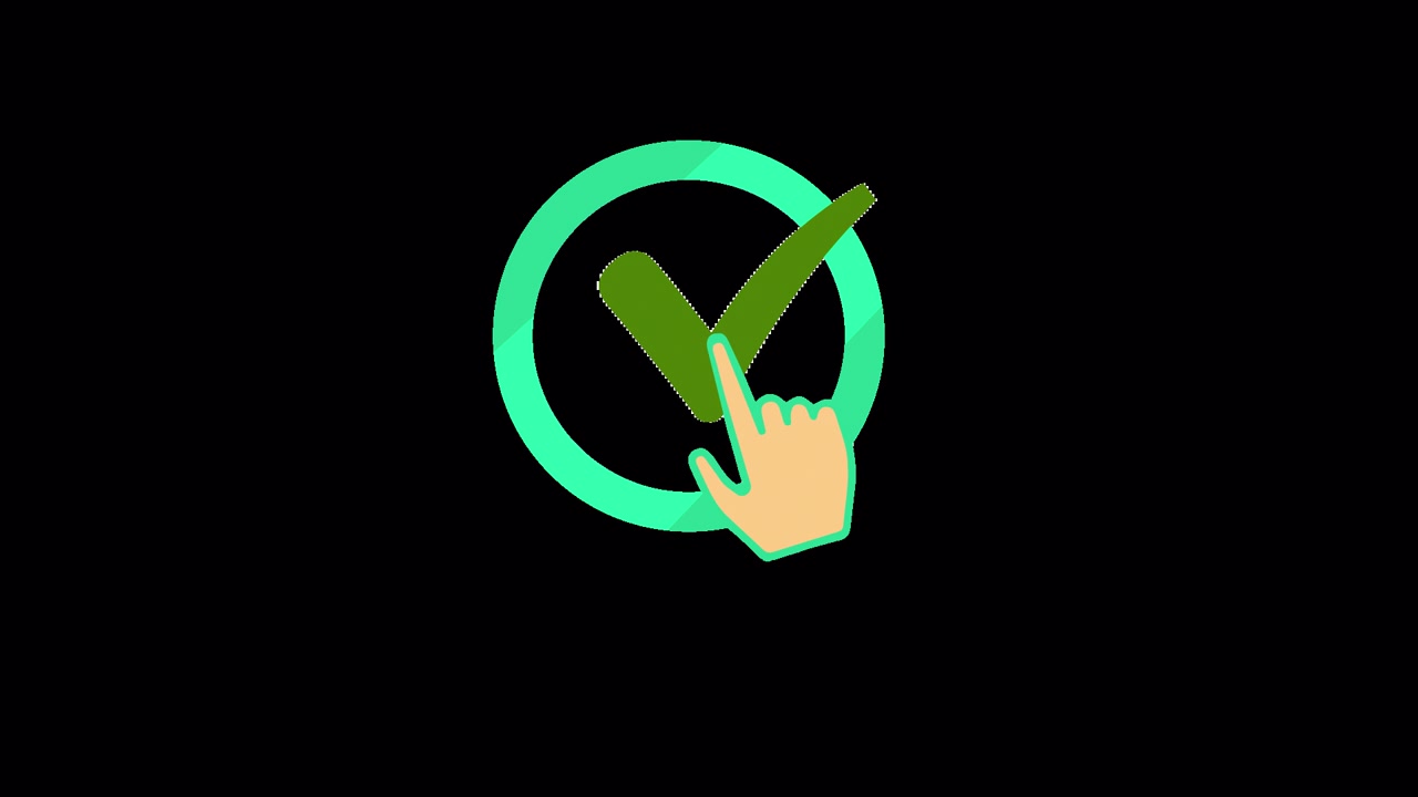 Animated Hand Cursor Clicks Green Checkmark in Circle