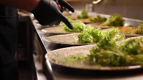 chef preparing salads for a meal