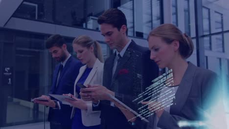 procesamiento de datos estadísticos contra colegas de oficina que utilizan dispositivos electrónicos