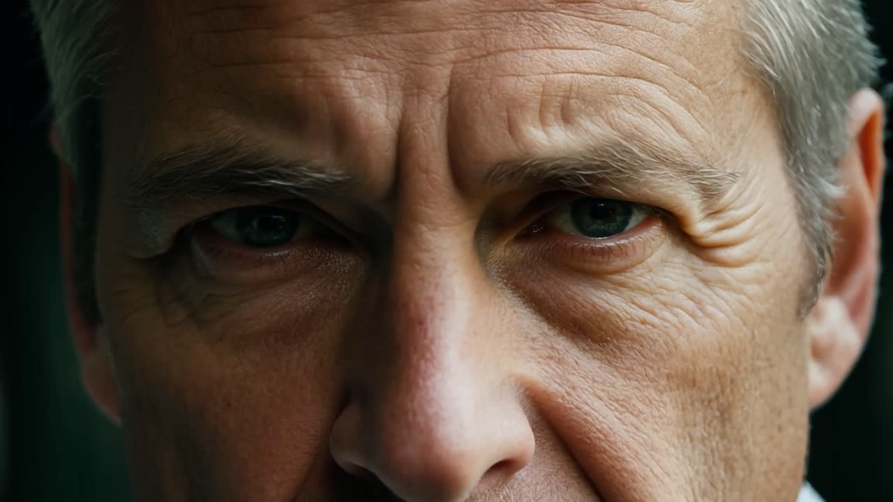 hombre caucásico mayor con cabello gris fruncido, mostrando una gama de emociones en un montaje de primer plano