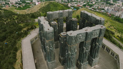 Stone-pillar-Chronicle-of-Georgia-monument-complex-above-Tbilisi-city