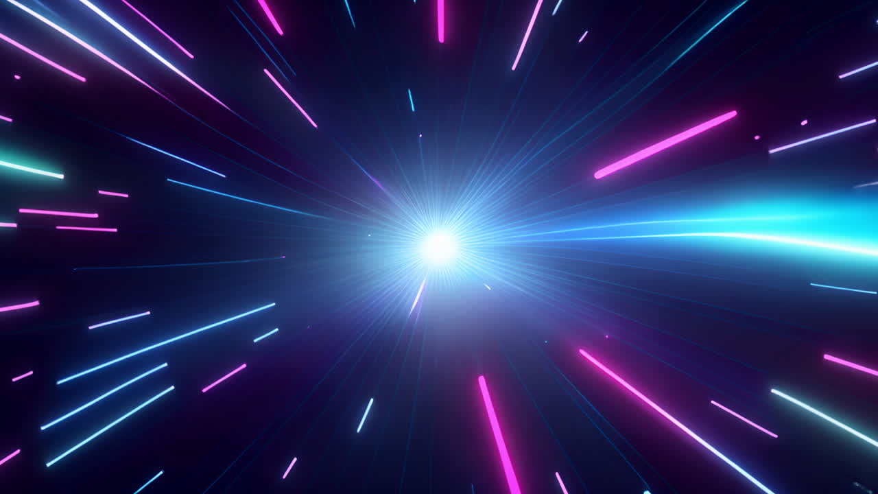 Abstract Neon Hyperspace Light Trails