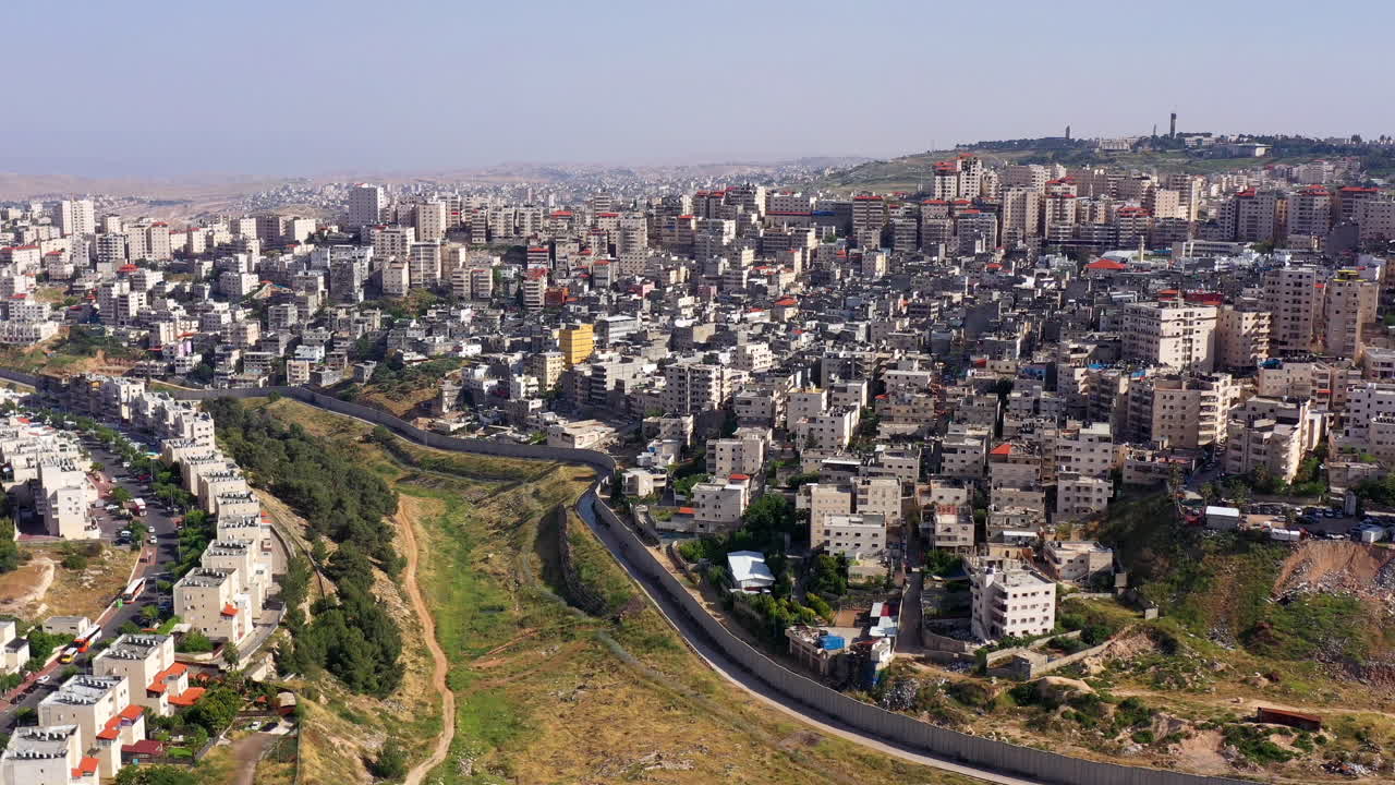 Israel and Palestine Divided By security Wall Aerial View