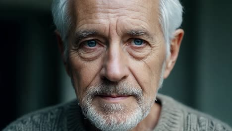 portrait of a senior man with blue eyes