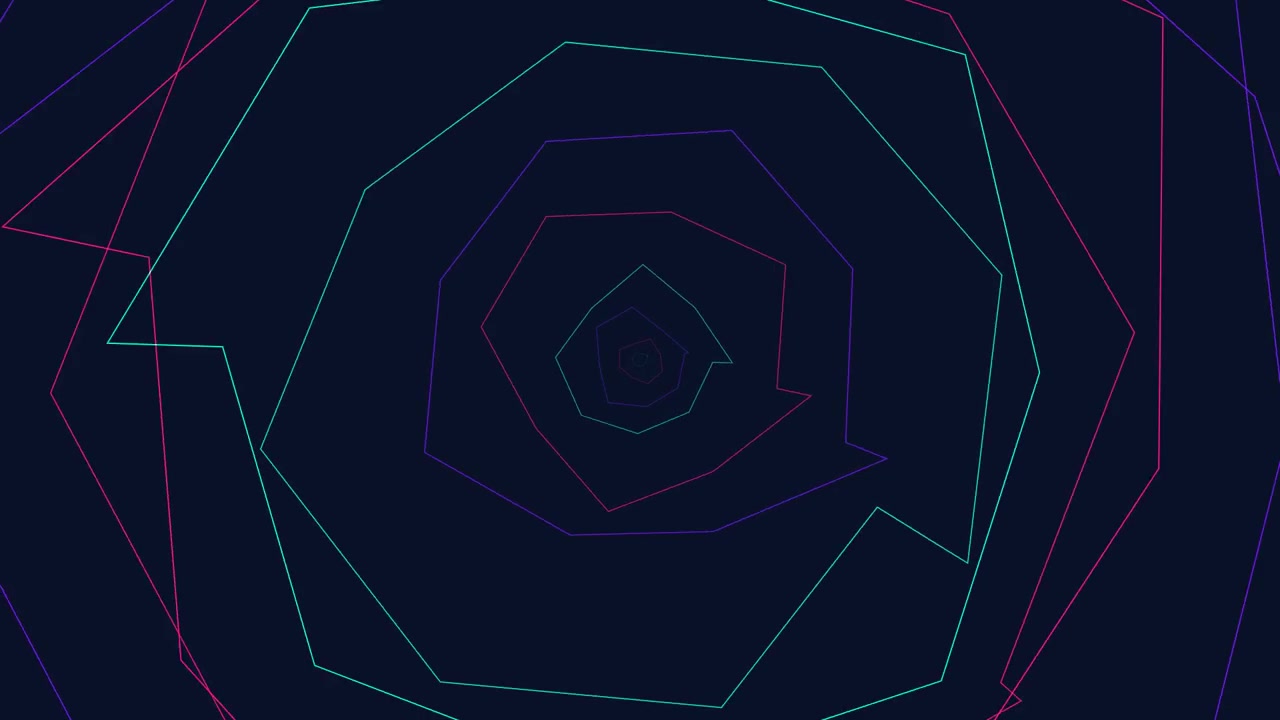 Abstract Geometric Tunnel Animation with Neon Lines