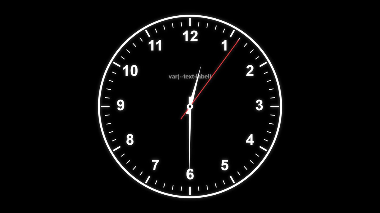 Esfera de reloj analógico con manecillas en movimiento sobre fondo negro