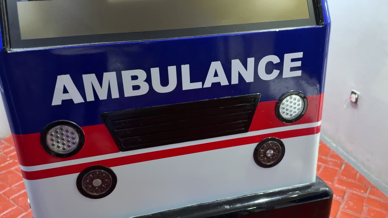 Stylized ambulance ride car front—ideal for health education, kids’ play zones, or emergency-themed content