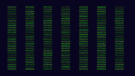 random numbers pattern in rows on dark space