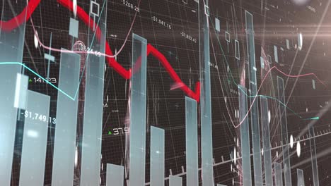 animation of red line, statistics and data processing