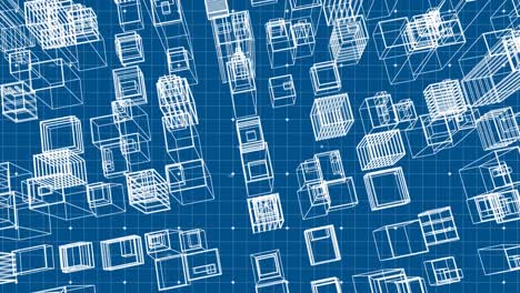 Top view of a digital 3D model of a city