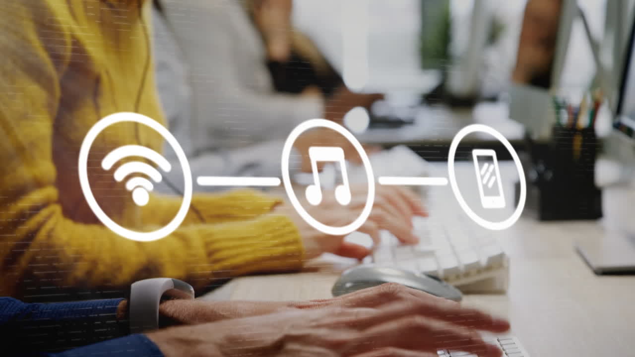 animación de la red de conexiones con iconos sobre colegas de negocios