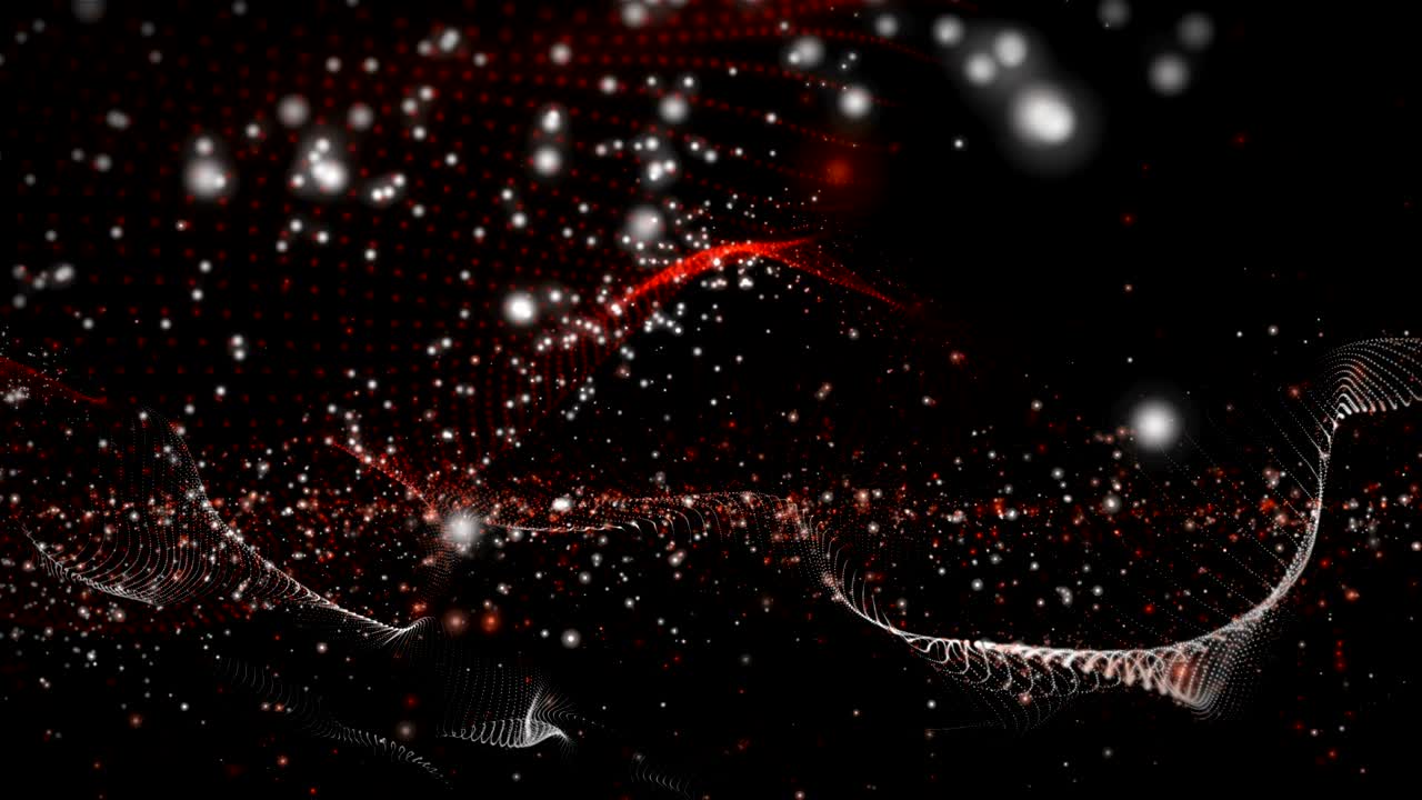 Futuristic animation with wave object and flickering particles in slow motion, 4096x2304 loop 4K