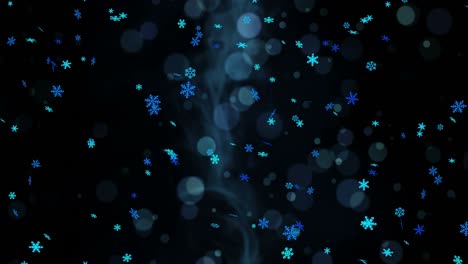 colorful bright snow crystals swinging in winter background with sun flares. beautiful nature scene. illustration winter snowflakes. loop animation.