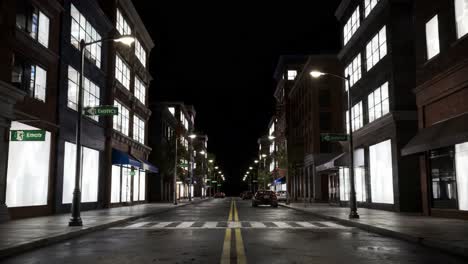 a serene nighttime urban street scene with illuminated buildings and parked cars, capturing the tranquility and beauty of city life in the evening