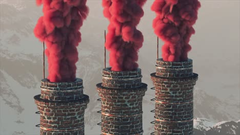 pollution from industrial chimneys in snowy mountains