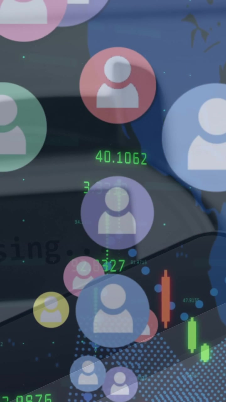 Animazione di elaborazione dati su smartphone.