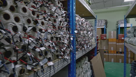 warehouse storage of electrical cables and components