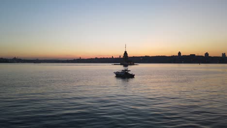 maiden’s tower in the sunset drone video uskudar istanbul turkey