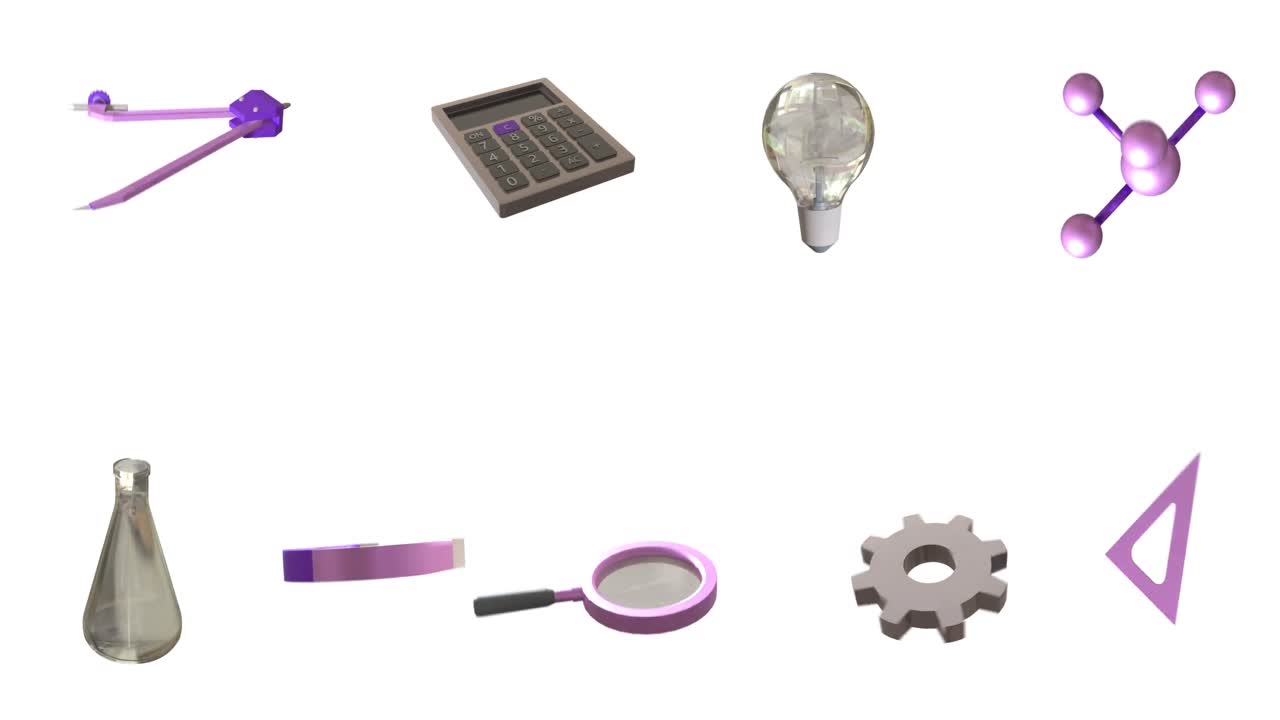 animación de iconos educativos con espacio de copia sobre fondo blanco