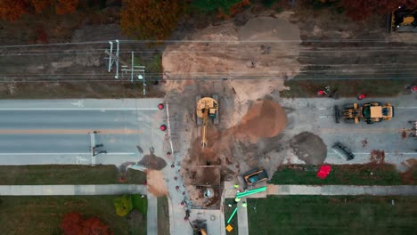 tilting up to back away from a city construction site