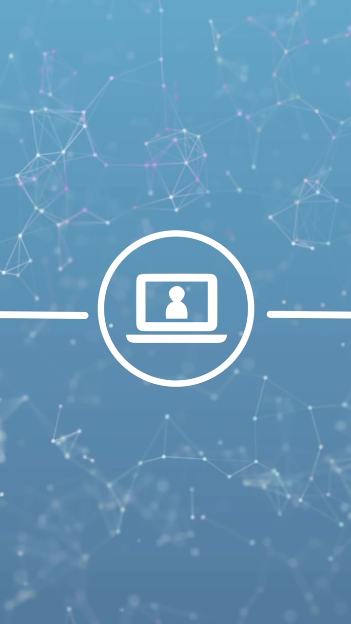 Animazione di rete di connessioni con icone su sfondo blu