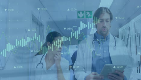animación del procesamiento de datos sobre diversos médicos