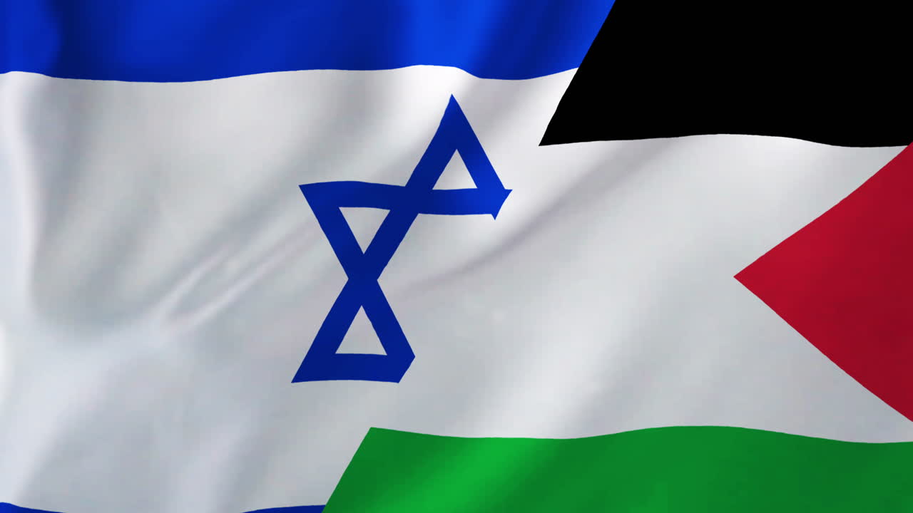 이스라엘과 팔레스타인 발이 흔들리는 애니메이션