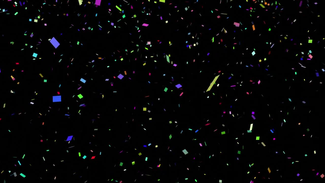 Animazione di coriandoli colorati che cadono su sfondo nero