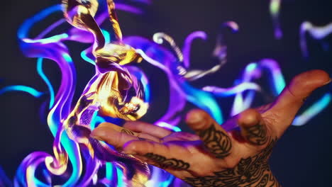light painting on a hand