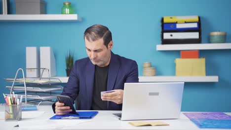 businessman shopping on the phone.