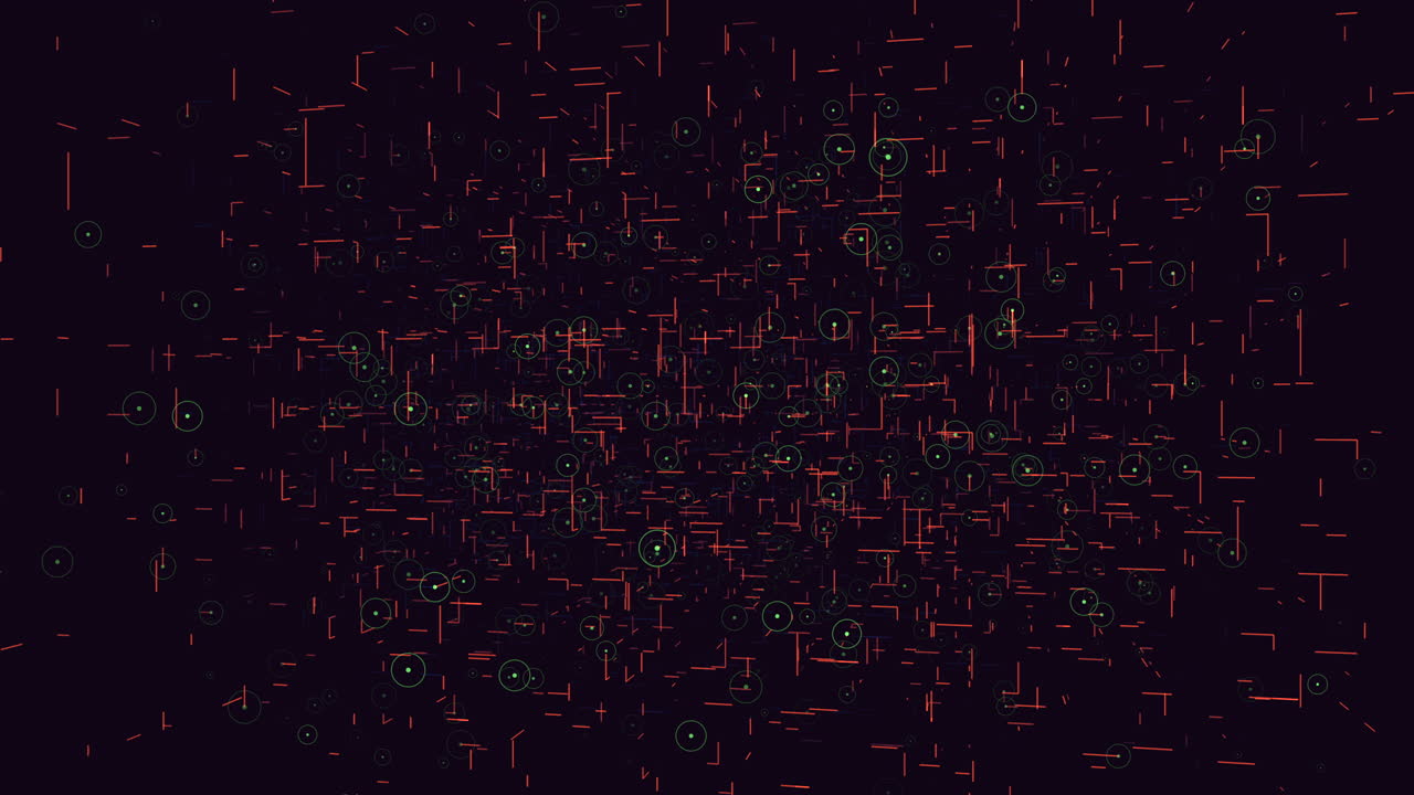 Futuristic cube with neon glitters and lines on black gradient