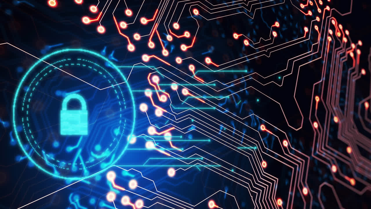 animación del procesamiento de datos sobre un fondo negro