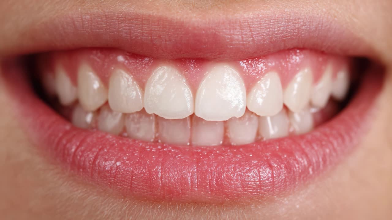 A Close-Up View of a Bright and Healthy Smile Showcasing Sparkling Teeth and Shiny Gums for Enhanced Oral Aesthetics and Dental Health Awareness