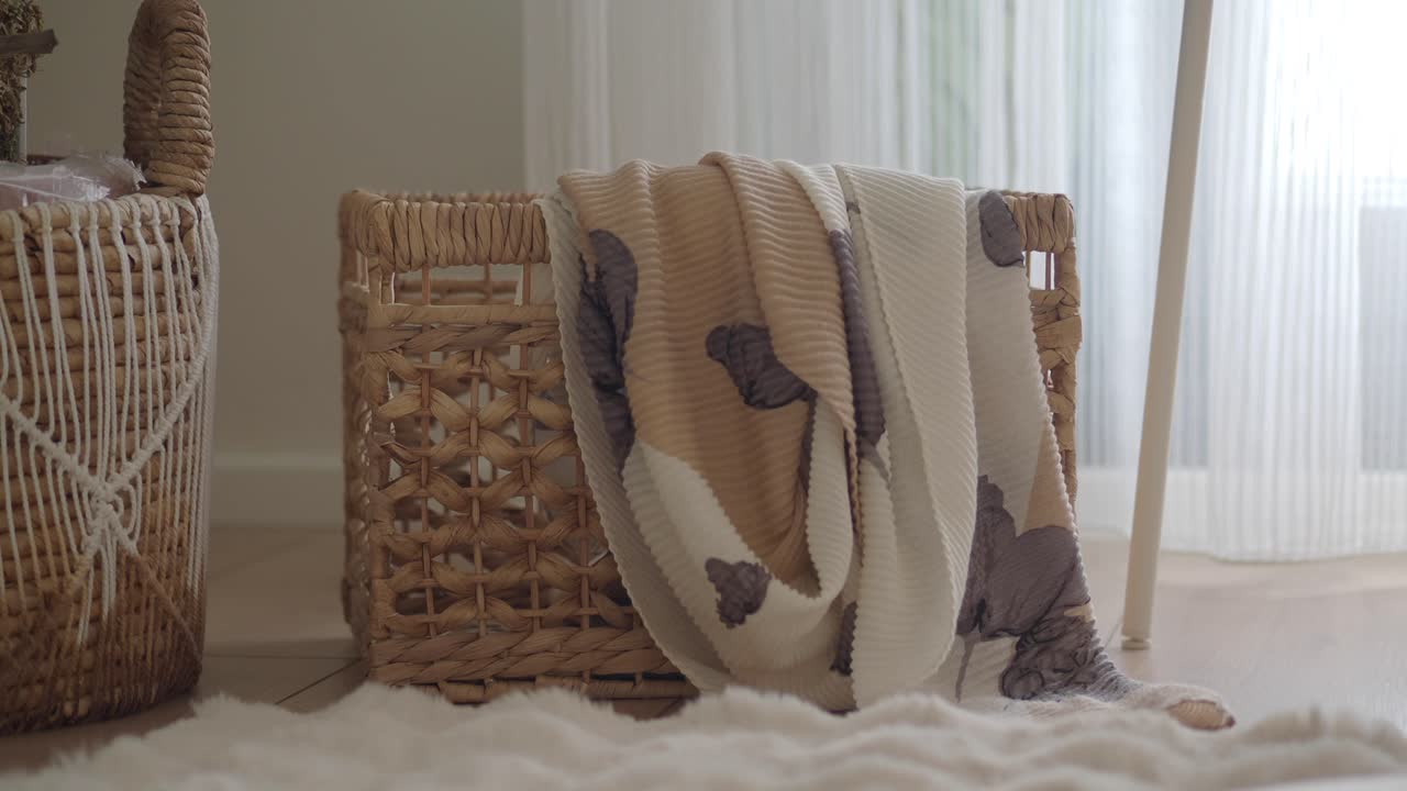 Stylish Woven Basket with Blanket