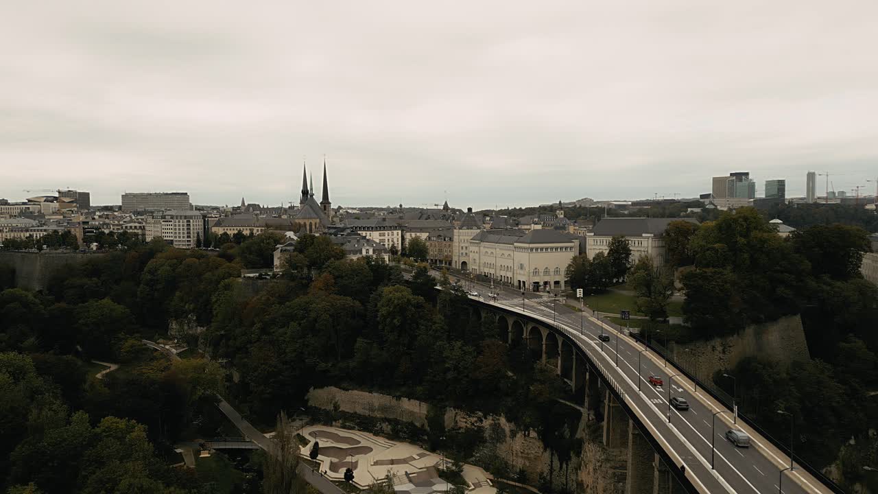 Drone footage of Petrusse valley Luxembourg