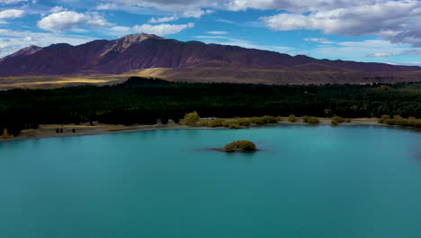 epic drone shot lake ruataniwha mackenzie basin new zealand south island