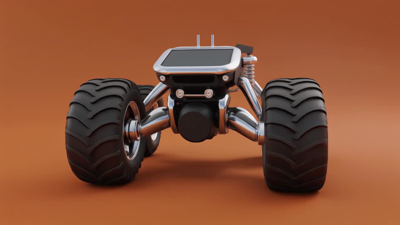3D render rotujícího futuristického robotického roveru