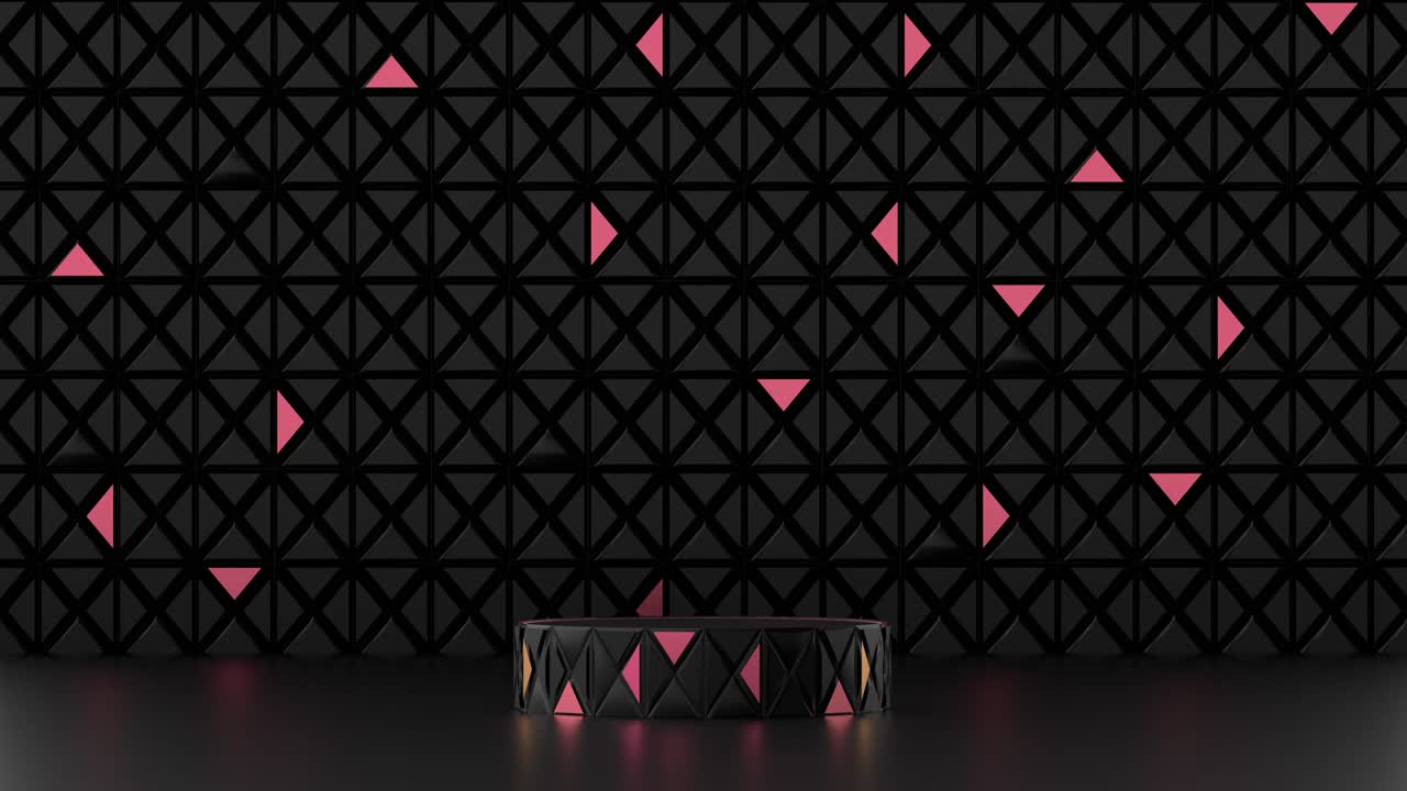 검은색의 삼각형의 배경으로 추상적인 우아한 포디움의 애니메이션