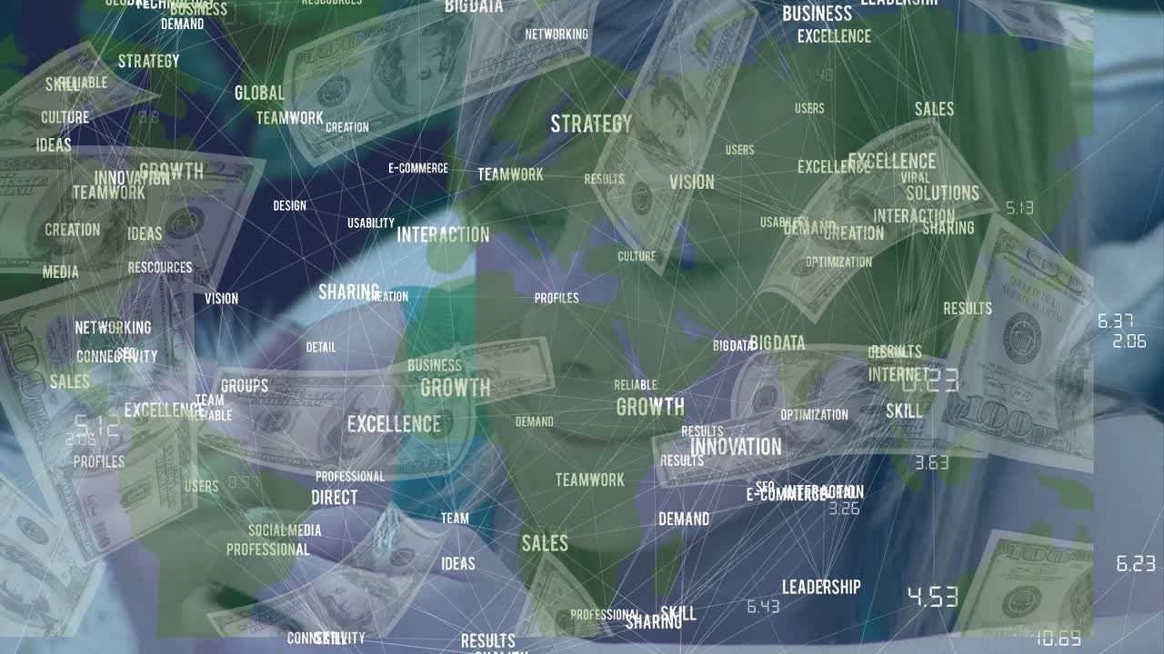 글과 돈으로 만든 지구상의 애니메이션 백인 여성 십대가 메이크업하고 있습니다.