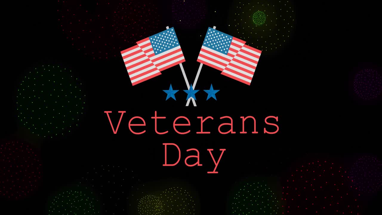 참전용사 날 문자 및 미국 발 위의 별의 애니메이션