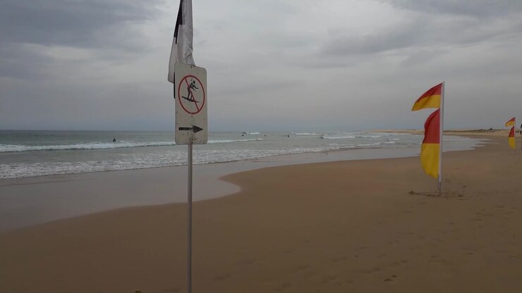 Surf life saving flags at beach
