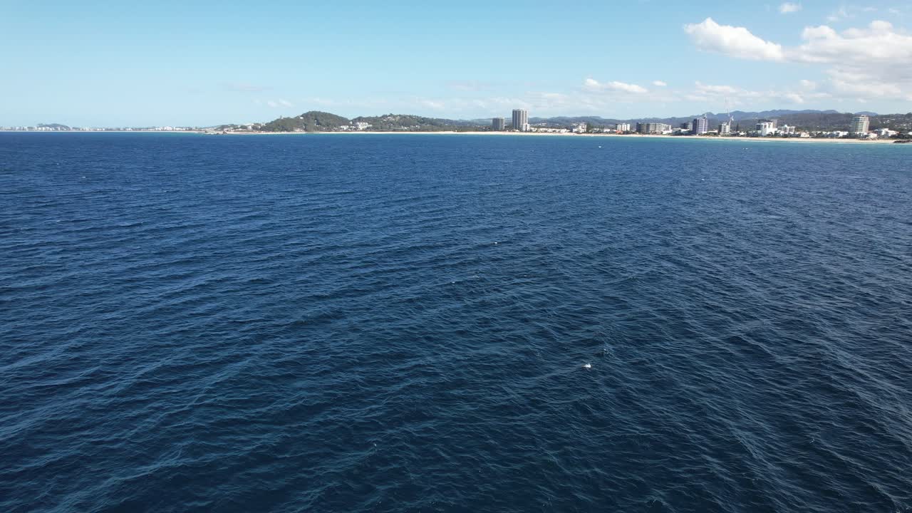Scenic Ocean In Palm Beach, Gold Coast, Queensland, Australia - Drone Shot