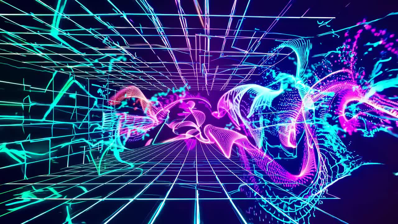 Cyberpunk Neon Grid Art