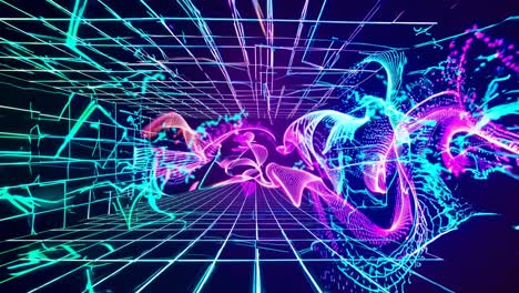 cyberpunk neon grid art