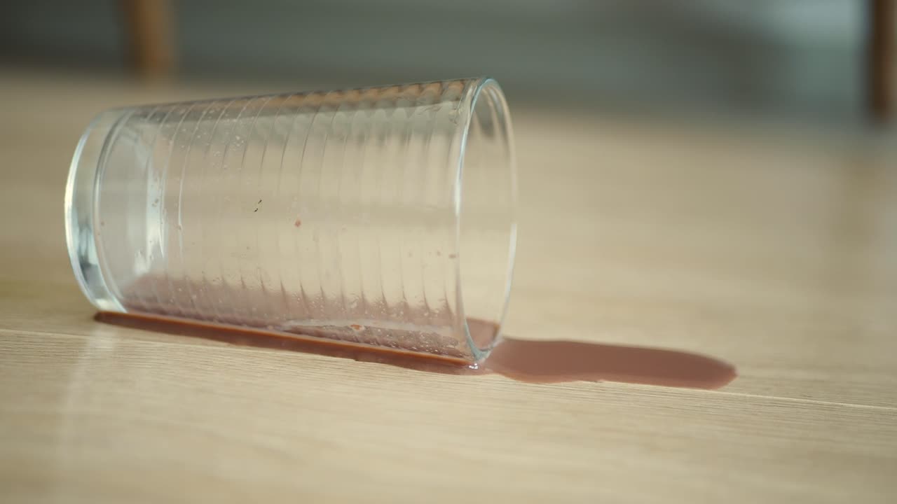 바닥에 흘린 초콜릿 우유