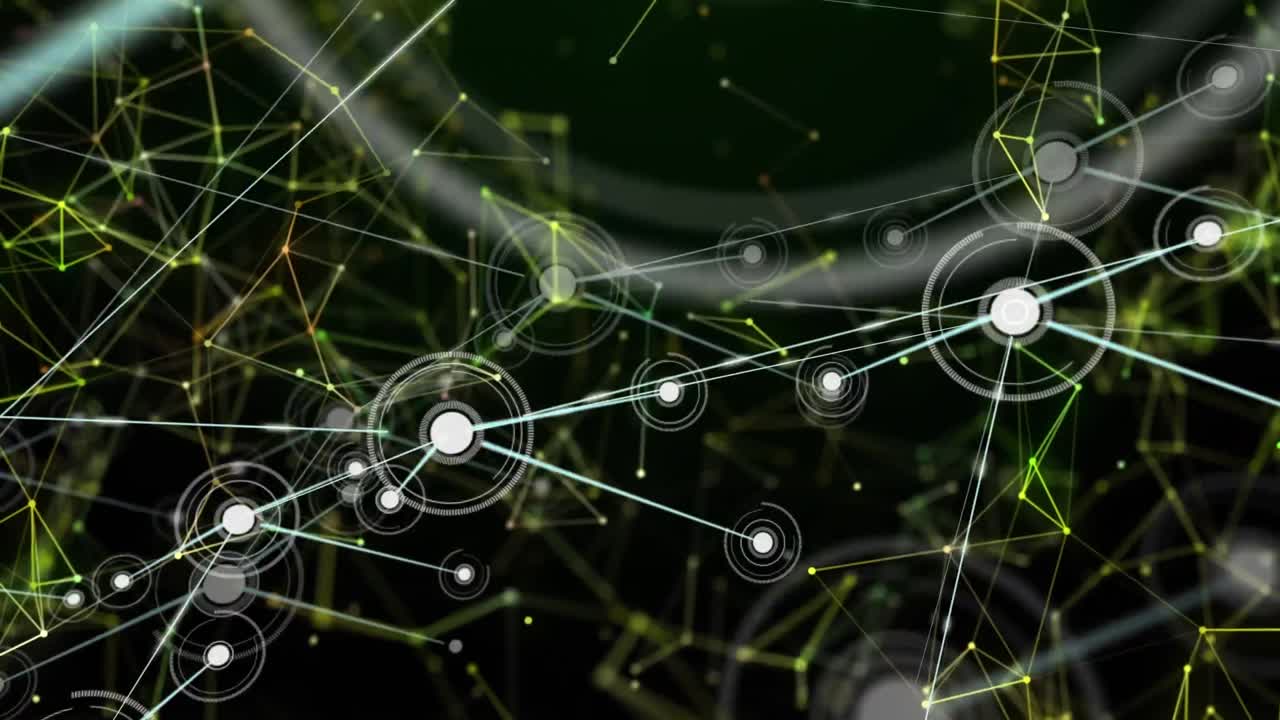 검은 바탕 위의 데이터 처리 및 모양의 애니메이션