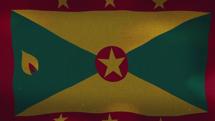 Die wehende Nationalflagge Grenadas