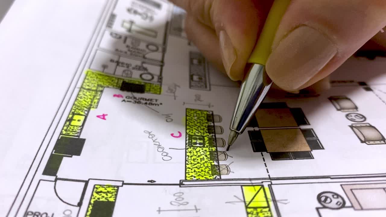 arquitecto o diseñador planificando un proyecto de remodelación o construcción de viviendas - lápiz mecánico aislado