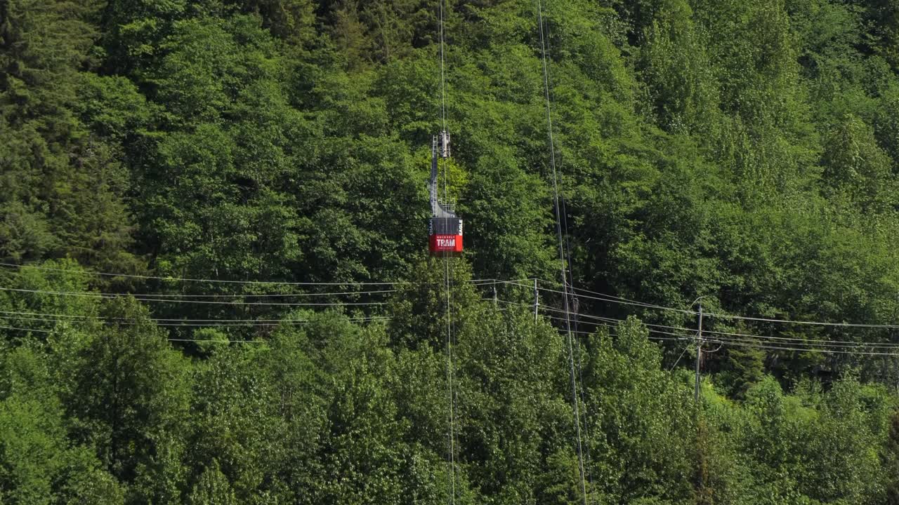 Goldbelt Tram cabin ascending to Mount Roberts, Juneau, Alaska.